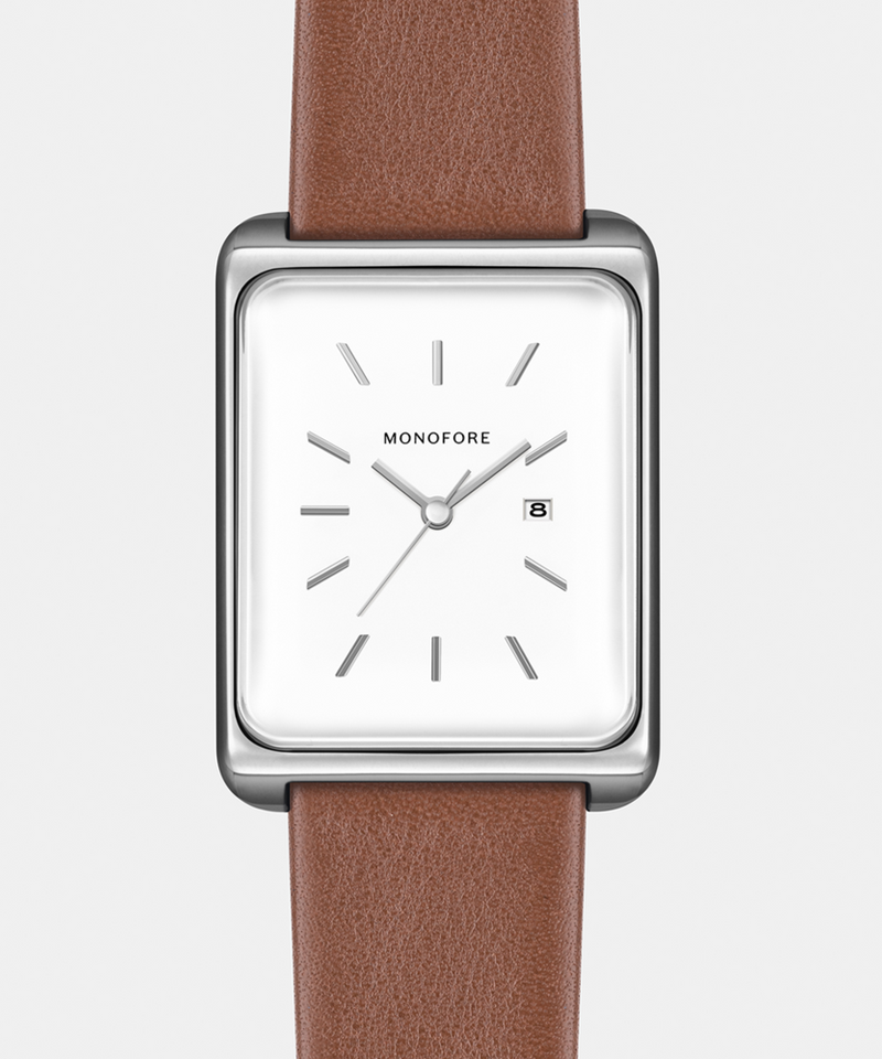 M01 Silver White 41mm - Tan Leather - Monofore