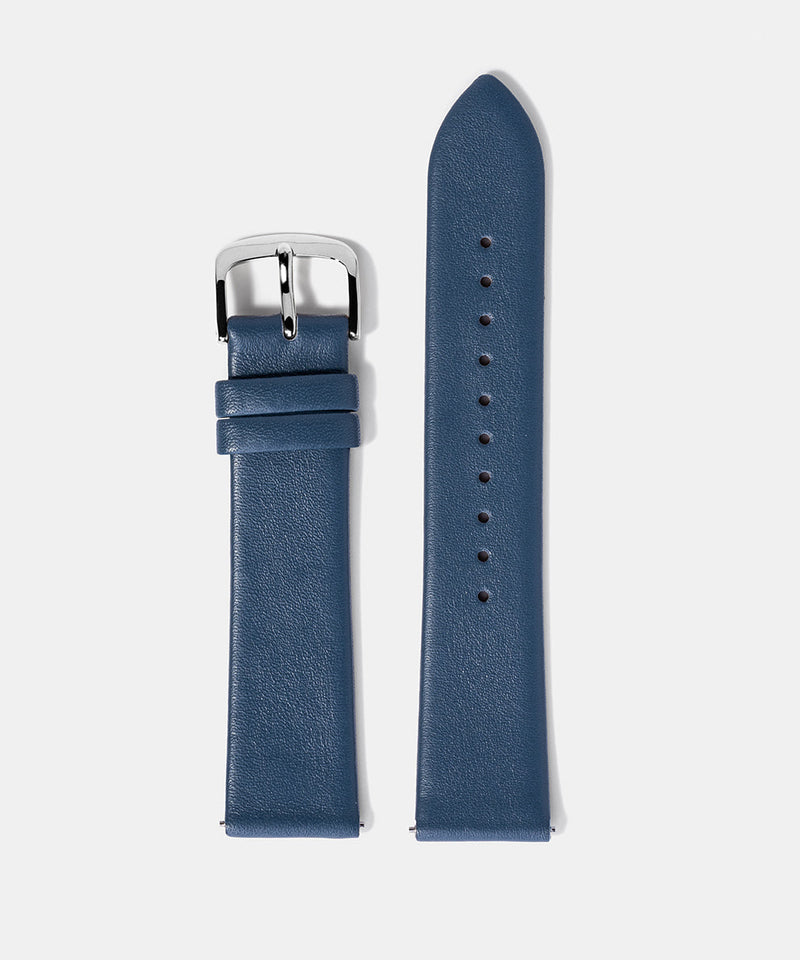 M01 Silver Steel Blue Leather - Monofore - 20MM