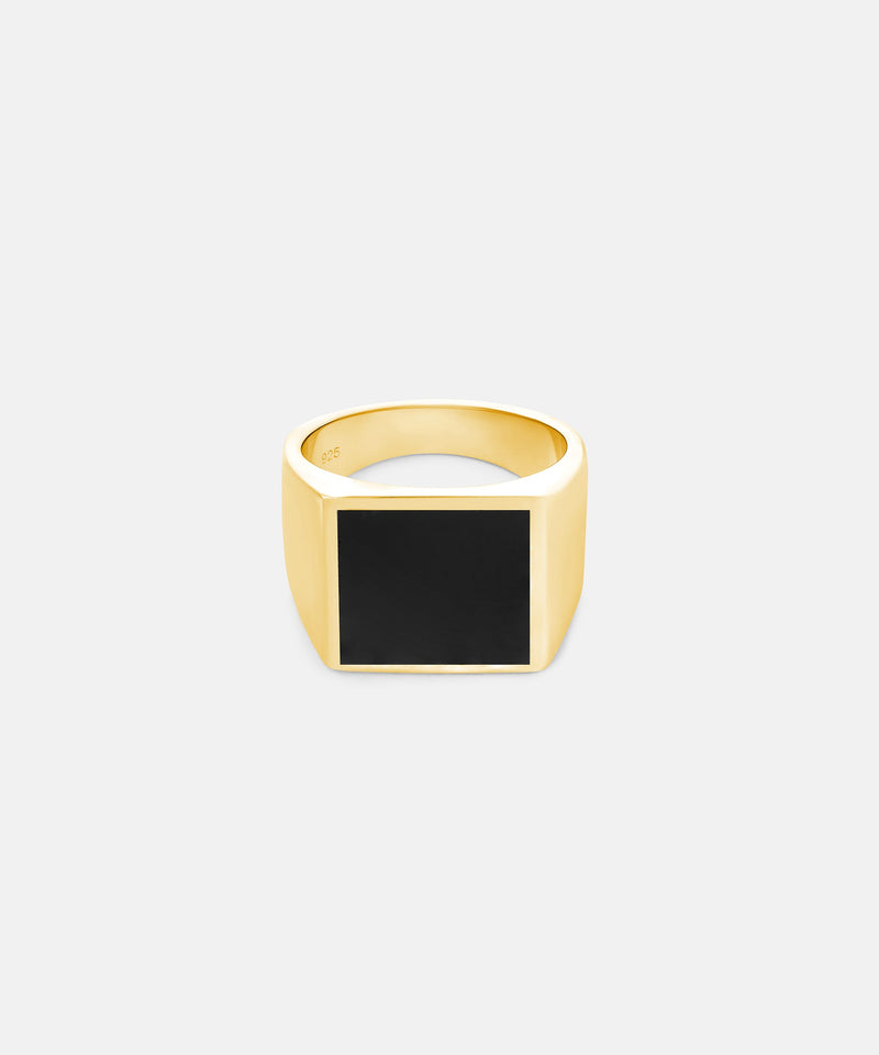 Square Onyx Ring Gold