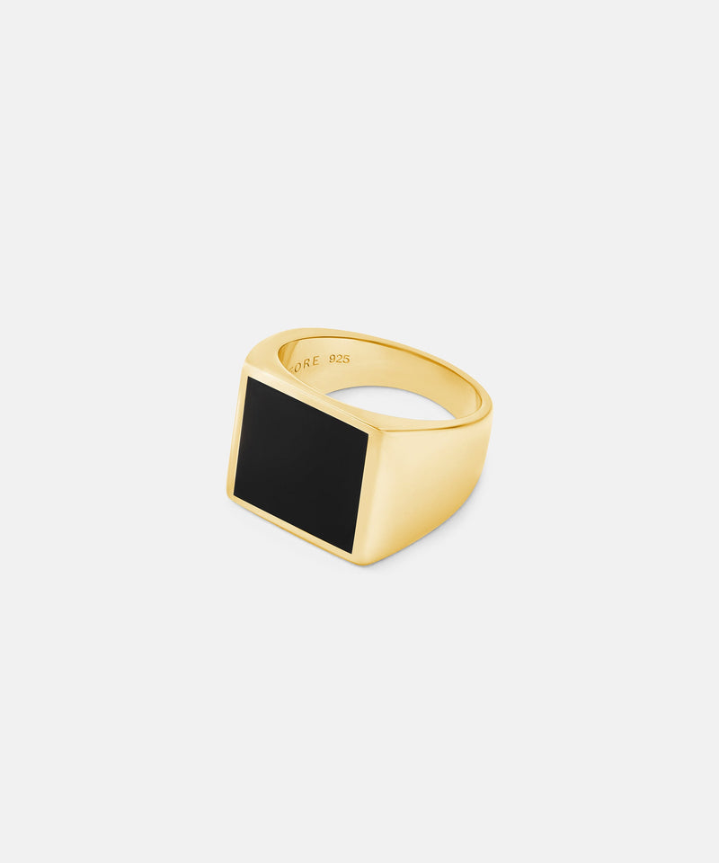 Square Onyx Ring Gold