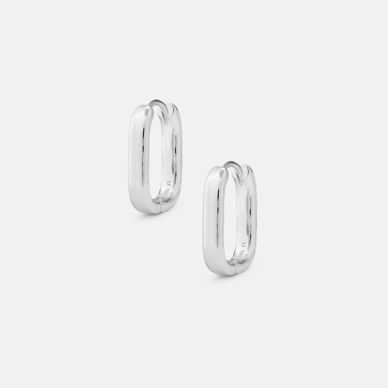 Square Hoops Silver