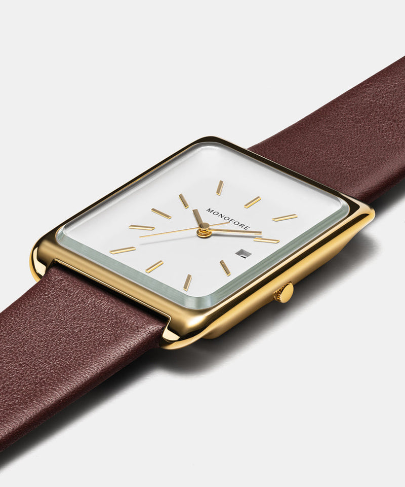 M01 Gold White 41mm - Brown Leather - Monofore