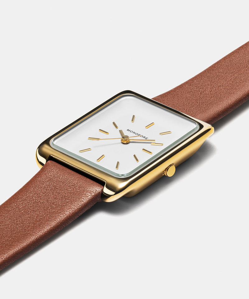 M01 Gold White - Tan Leather - Monofore - 35MM