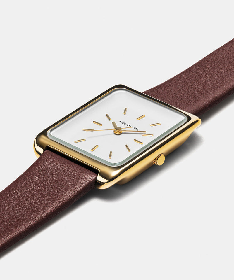M01 Gold White - Brown Leather - Monofore - 35MM