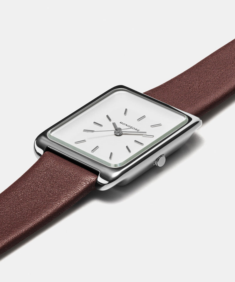 M01 Silver White - Brown Leather - Monofore - 35MM