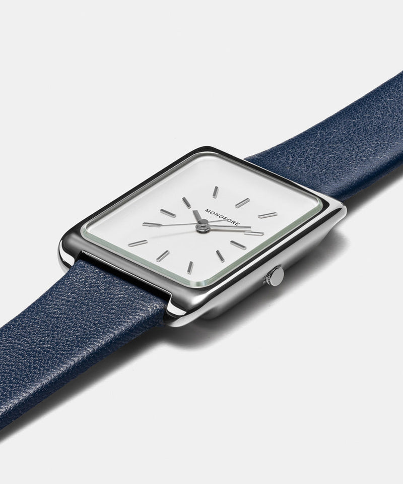 M01 Silver White - Navy Leather - Monofore - 35MM