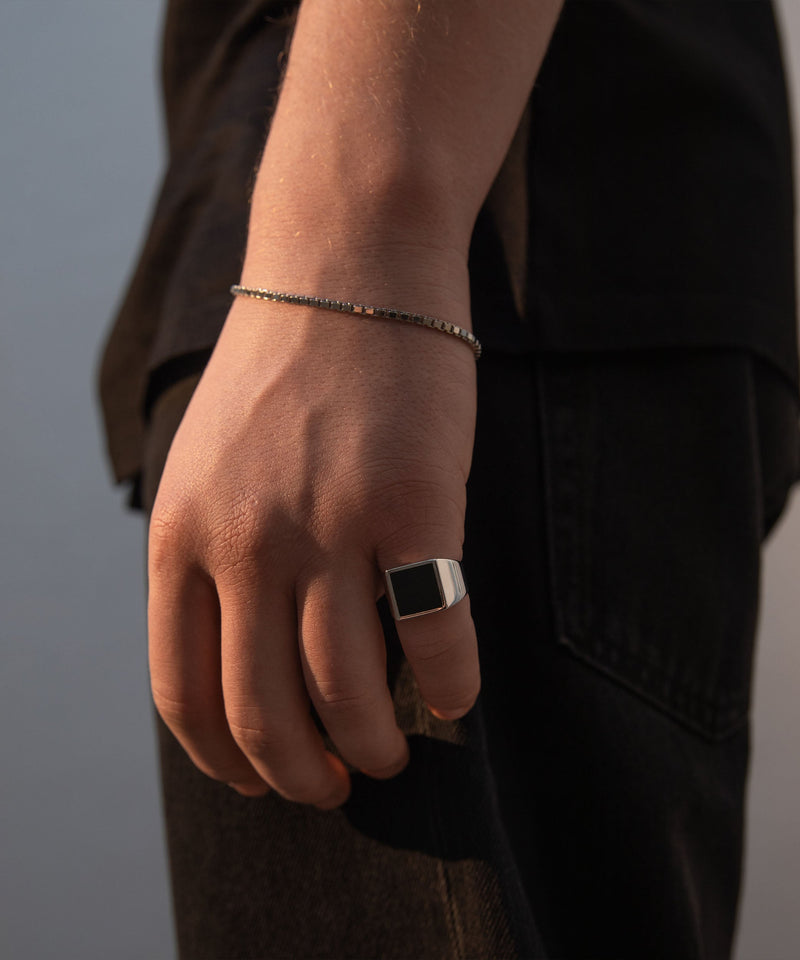 Square Onyx Ring Silver